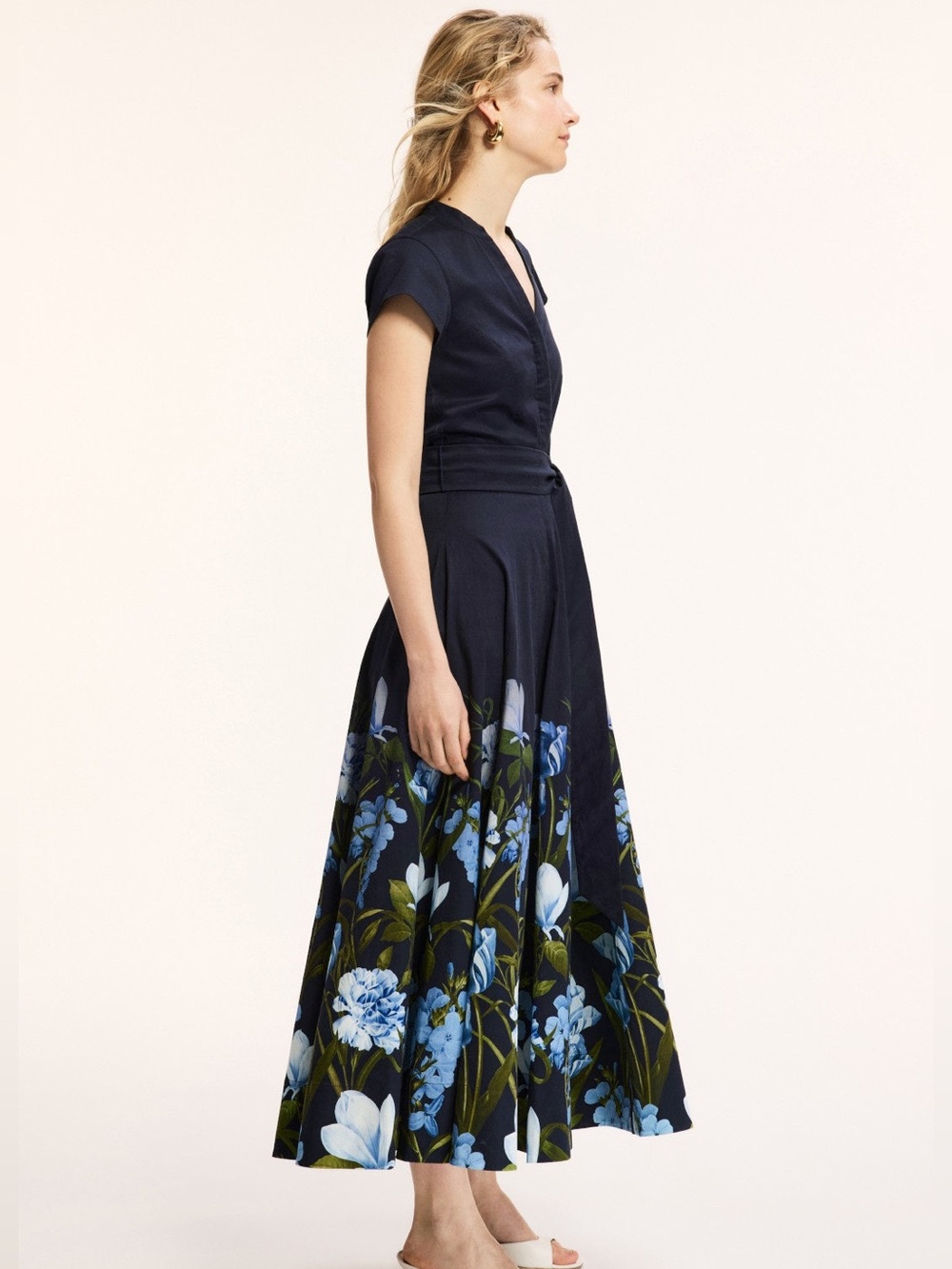 Sachin + Babi Navy Maxi Dress with Blue Floral Border - Picture 2 of 9